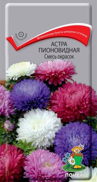 Однолетник Астра пионовидная Смесь окрасок (0,3 грамма) ЦВ Поиск