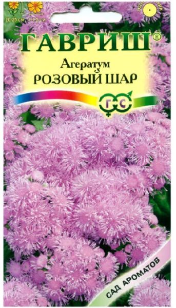 Однолетник Агератум Розовый шар Сад ароматов Гавриш