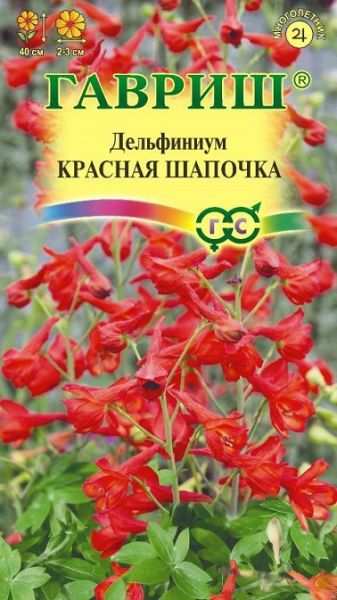Многолетник Дельфиниум Красная шапочка Гавриш