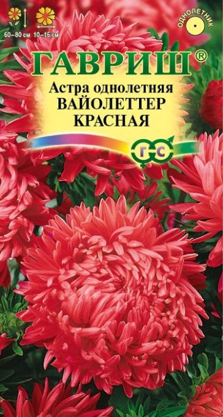Однолетник Астра Вайолеттер красная пионовидная Гавриш