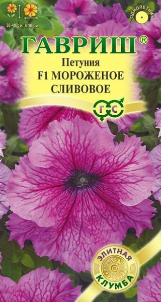 Однолетник Петуния Мороженое сливовое F1 крупноцв. Гранул. проб. Элитная клумба Гавриш