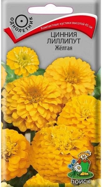 Однолетник Цинния лиллипут Желтая ЦВ Поиск
