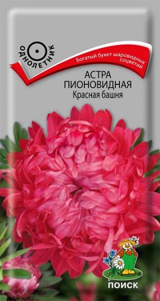 Однолетник Астра пионовидная Красная башня ЦВ Поиск