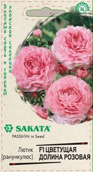 Многолетник Лютик (Ранункулюс) Цветущая долина розовая пробирка, Саката Гавриш
